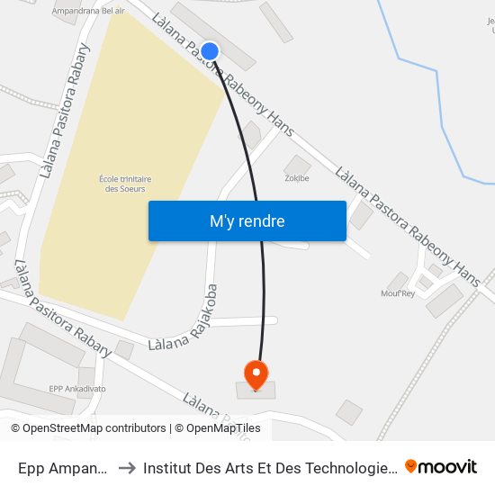 Epp Ampandrana to Institut Des Arts Et Des Technologies Avancées map