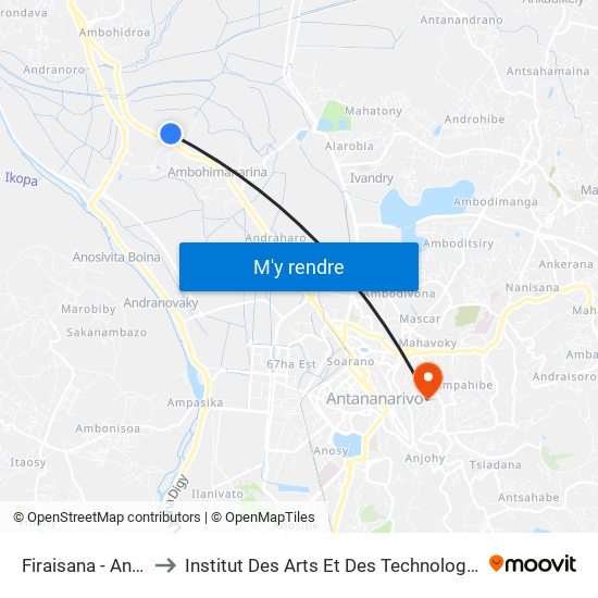 Firaisana - Anosisoa to Institut Des Arts Et Des Technologies Avancées map