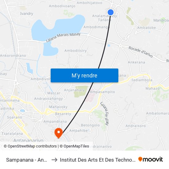 Sampanana - Analamahitsy to Institut Des Arts Et Des Technologies Avancées map
