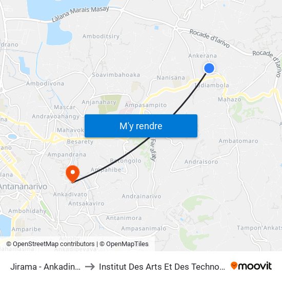 Jirama - Ankadindramamy to Institut Des Arts Et Des Technologies Avancées map