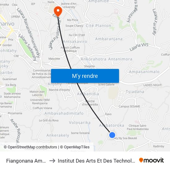 Fiangonana Ambatoroka to Institut Des Arts Et Des Technologies Avancées map