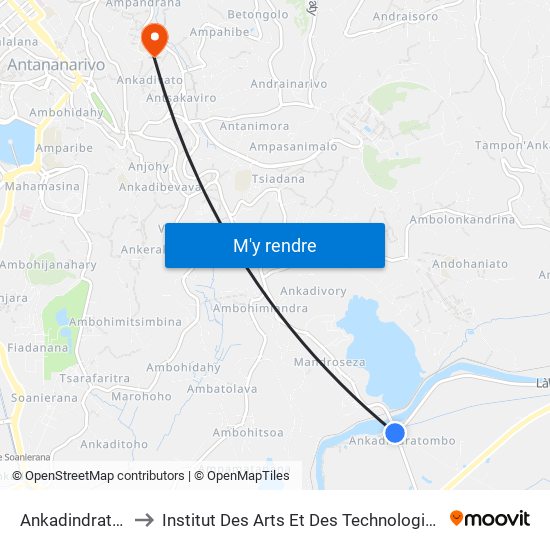 Ankadindratombo to Institut Des Arts Et Des Technologies Avancées map
