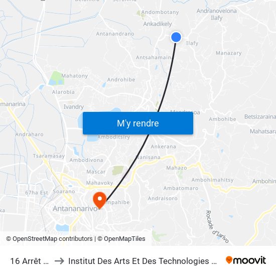 16 Arrêt Bus to Institut Des Arts Et Des Technologies Avancées map