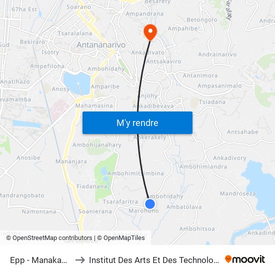 Epp - Manakambahiny to Institut Des Arts Et Des Technologies Avancées map