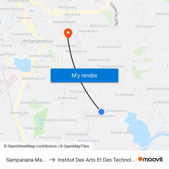 Sampanana Mandroseza to Institut Des Arts Et Des Technologies Avancées map