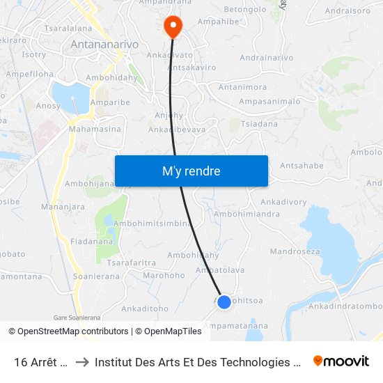 16 Arrêt Bus to Institut Des Arts Et Des Technologies Avancées map