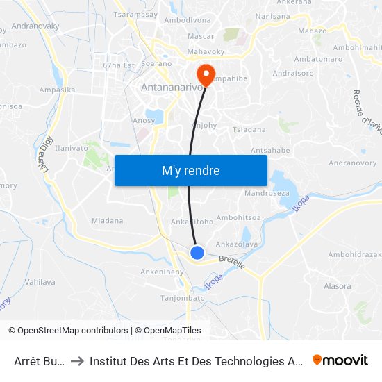 Arrêt Bus 5 to Institut Des Arts Et Des Technologies Avancées map