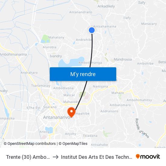 Trente (30) Ambohitrarahaba to Institut Des Arts Et Des Technologies Avancées map