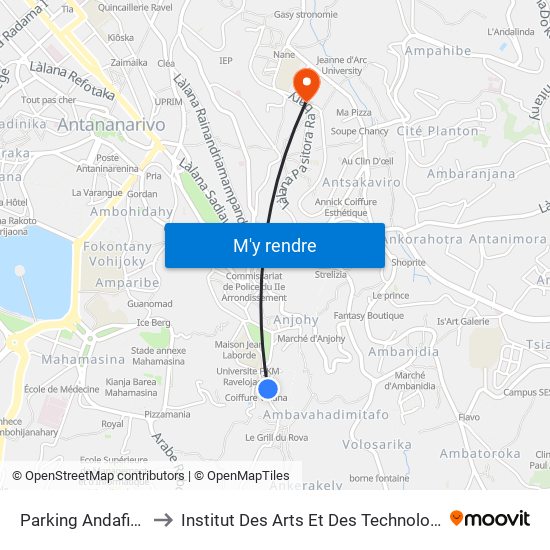 Parking Andafiavaratra to Institut Des Arts Et Des Technologies Avancées map