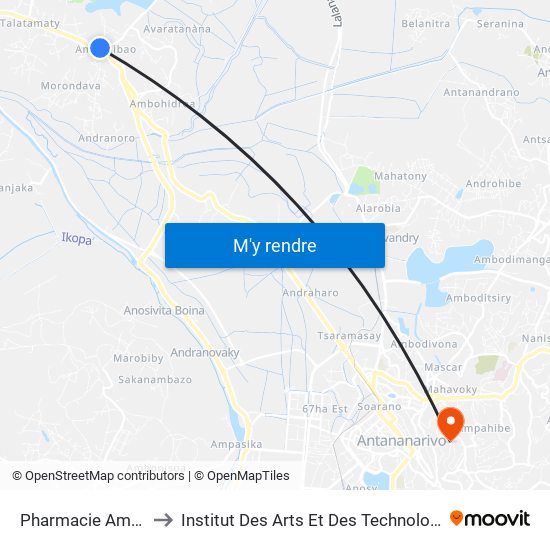 Pharmacie Ambohibao to Institut Des Arts Et Des Technologies Avancées map