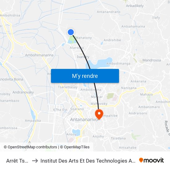 Arrêt Tsena to Institut Des Arts Et Des Technologies Avancées map