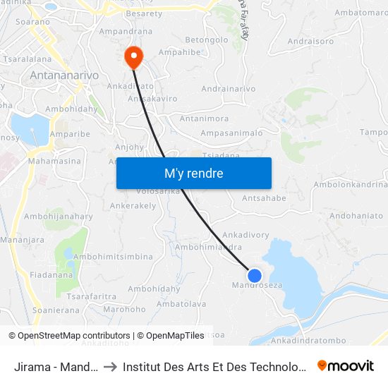 Jirama - Mandroseza to Institut Des Arts Et Des Technologies Avancées map