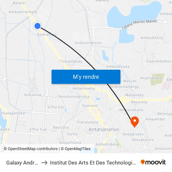 Galaxy Andraharo to Institut Des Arts Et Des Technologies Avancées map