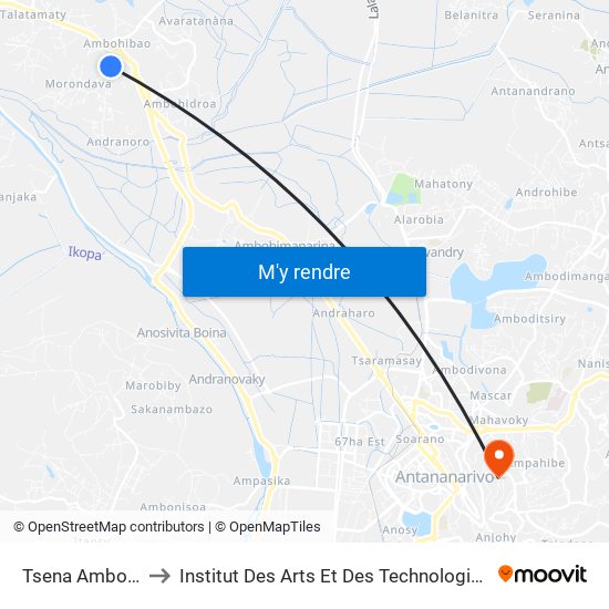 Tsena Ambohibao to Institut Des Arts Et Des Technologies Avancées map