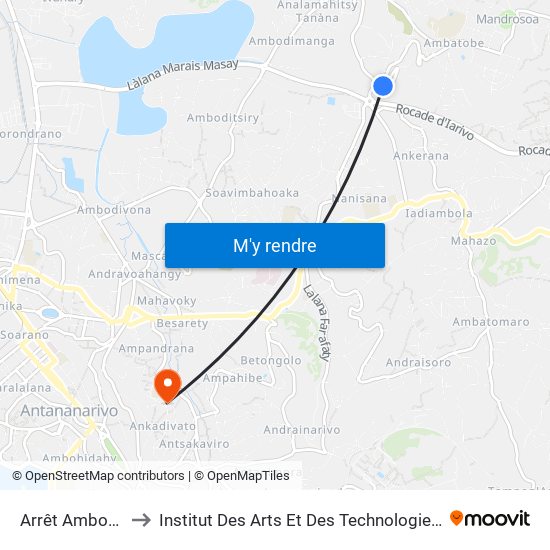 Arrêt Ambohikely to Institut Des Arts Et Des Technologies Avancées map