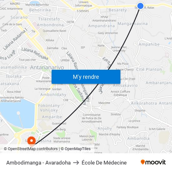 Ambodimanga - Avaradoha to École De Médecine map