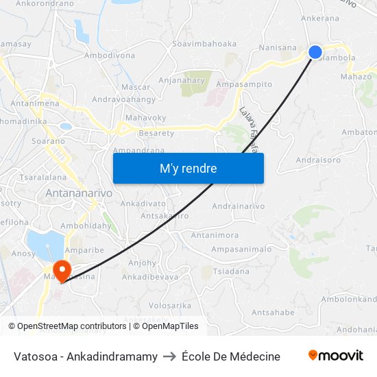 Vatosoa - Ankadindramamy to École De Médecine map