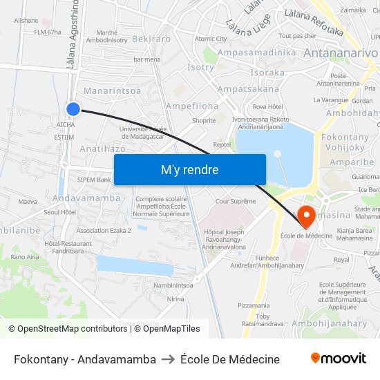 Fokontany - Andavamamba to École De Médecine map