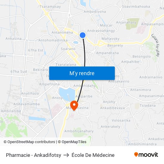 Pharmacie - Ankadifotsy to École De Médecine map