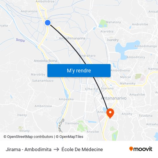 Jirama - Ambodimita to École De Médecine map