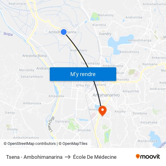 Tsena - Ambohimanarina to École De Médecine map