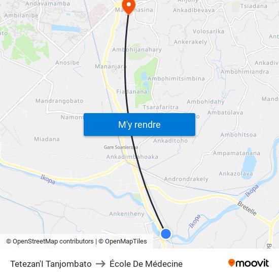 Tetezan'I Tanjombato to École De Médecine map