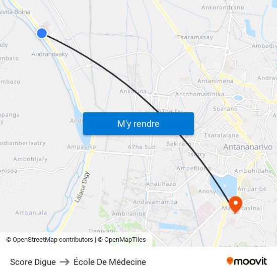 Score Digue to École De Médecine map