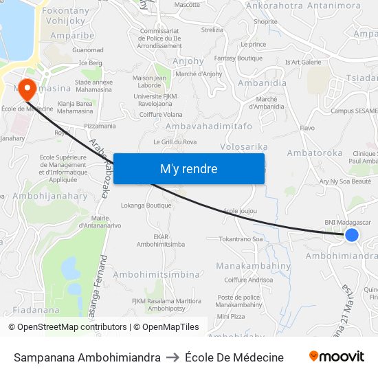 Sampanana Ambohimiandra to École De Médecine map