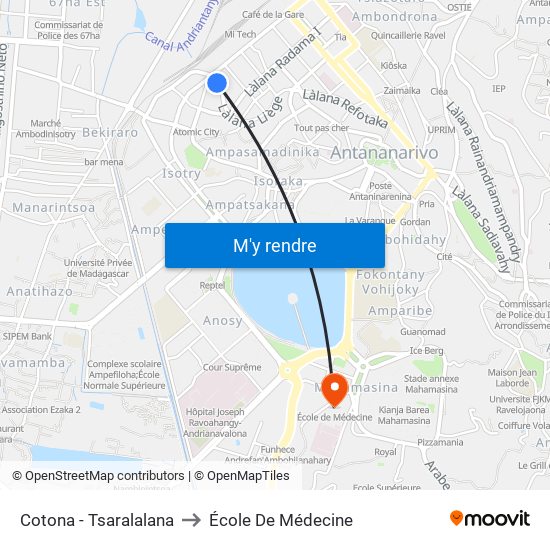 Cotona - Tsaralalana to École De Médecine map