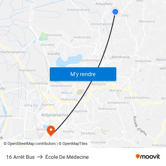 16 Arrêt Bus to École De Médecine map