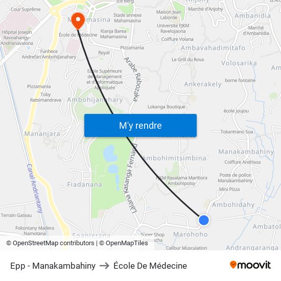 Epp - Manakambahiny to École De Médecine map