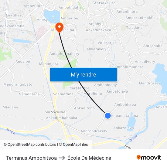 Terminus Ambohitsoa to École De Médecine map