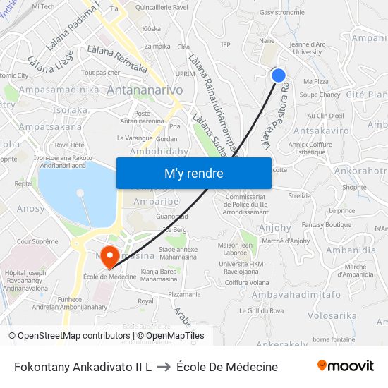 Fokontany Ankadivato II L to École De Médecine map