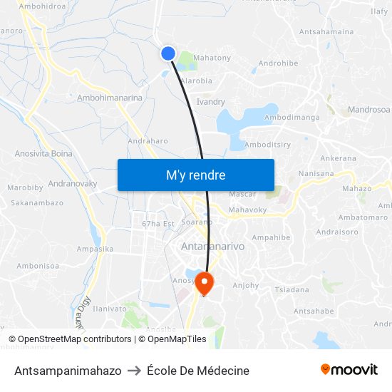 Antsampanimahazo to École De Médecine map