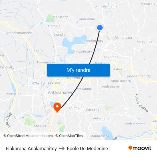 Fiakarana Analamahitsy to École De Médecine map