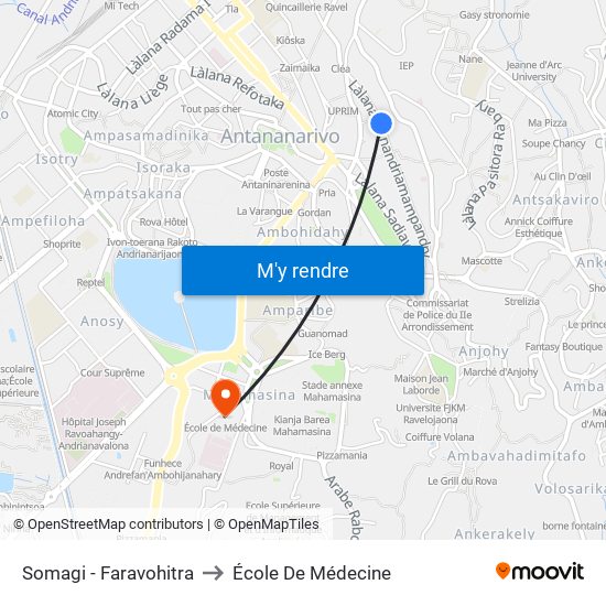 Somagi - Faravohitra to École De Médecine map