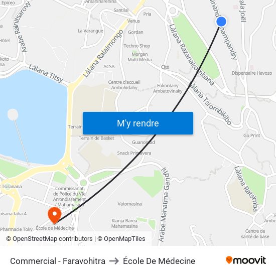 Commercial - Faravohitra to École De Médecine map