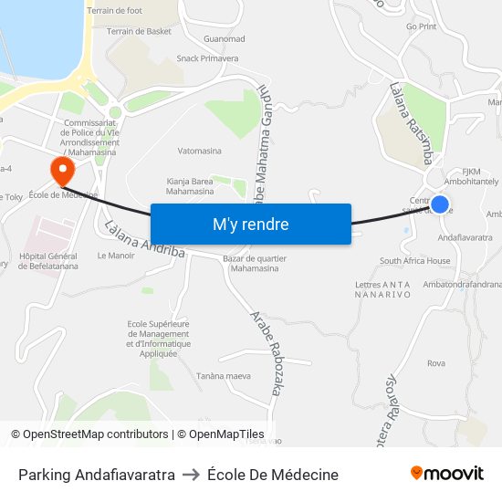 Parking Andafiavaratra to École De Médecine map