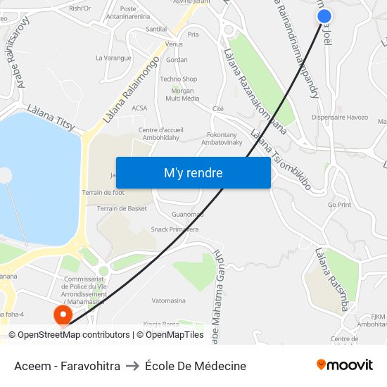 Aceem - Faravohitra to École De Médecine map