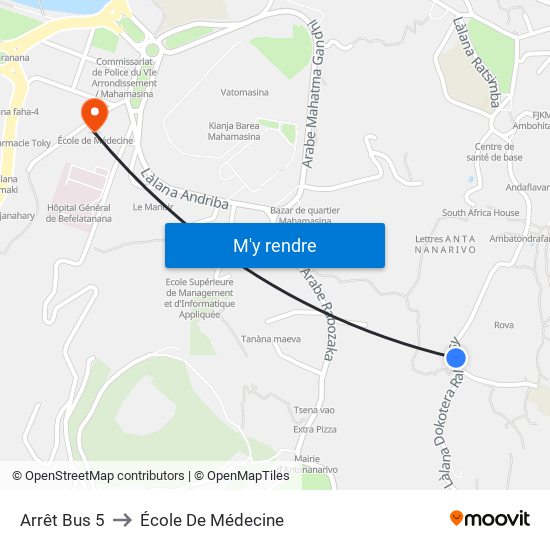 Arrêt Bus 5 to École De Médecine map
