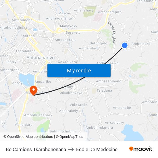 Be Camions Tsarahonenana to École De Médecine map