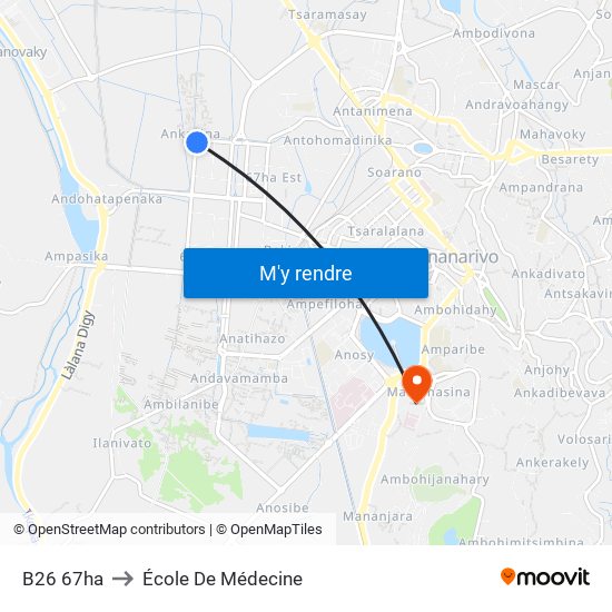 B26 67ha to École De Médecine map