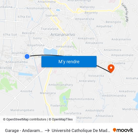 Garage - Andavamamba to Université Catholique De Madagascar map