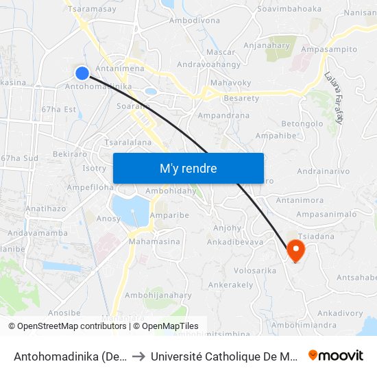 Antohomadinika (De Anosy) to Université Catholique De Madagascar map