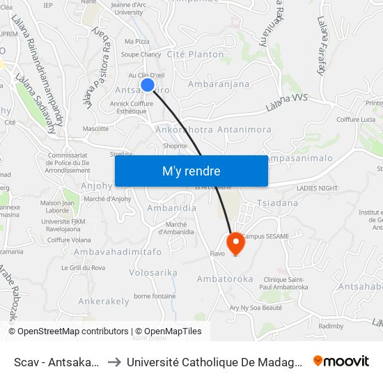 Scav - Antsakaviro to Université Catholique De Madagascar map