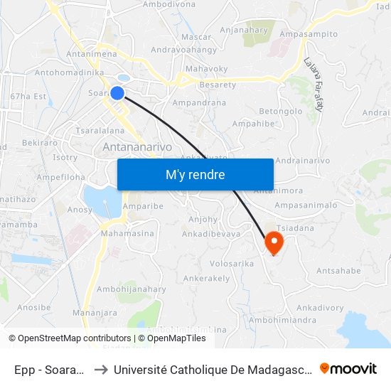 Epp - Soarano to Université Catholique De Madagascar map