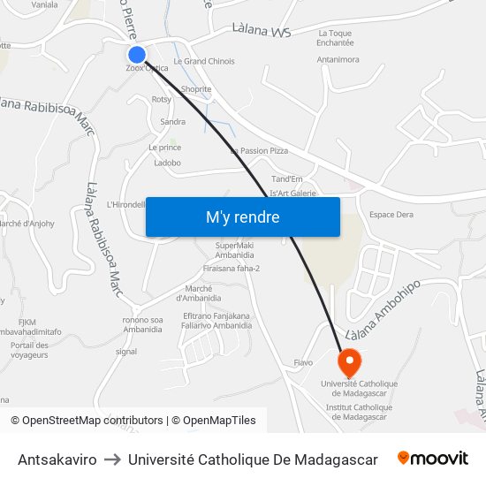 Antsakaviro to Université Catholique De Madagascar map