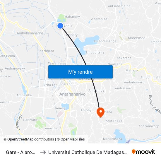 Gare - Alarobia to Université Catholique De Madagascar map