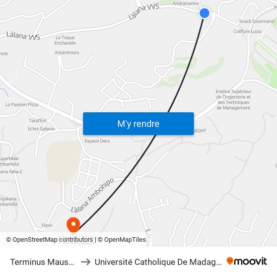 Terminus Mausolée to Université Catholique De Madagascar map