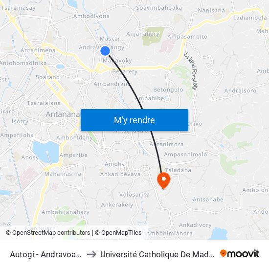 Autogi - Andravoahangy to Université Catholique De Madagascar map